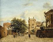 Jan van der Heyden View of a Small Town Square oil painting reproduction